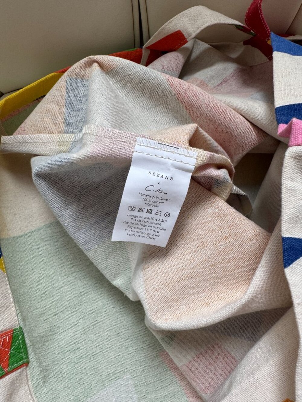 Sezane x G. Kero limited edition geometric print tote bag, multicolor, NWOT - Picture 4 of 5
